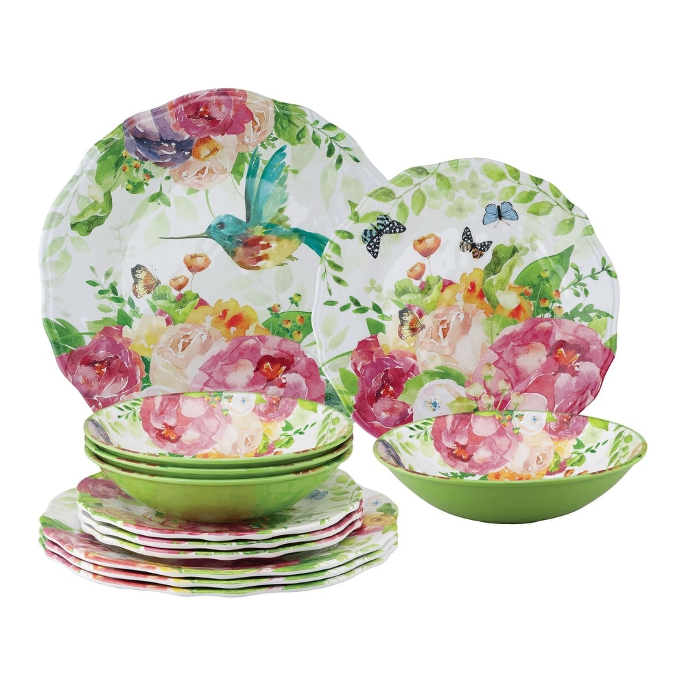 Siren Song Floral Print Melamine Plates (Set of 4), 2 Flower Patterns,  BPA-Free on Food52