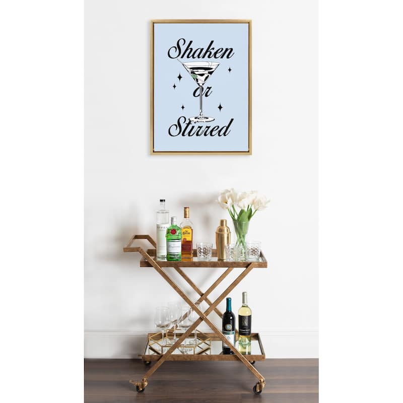 Kate and Laurel Sylvie Shaken or Stirred Blue Framed Canvas by Alli Standefer