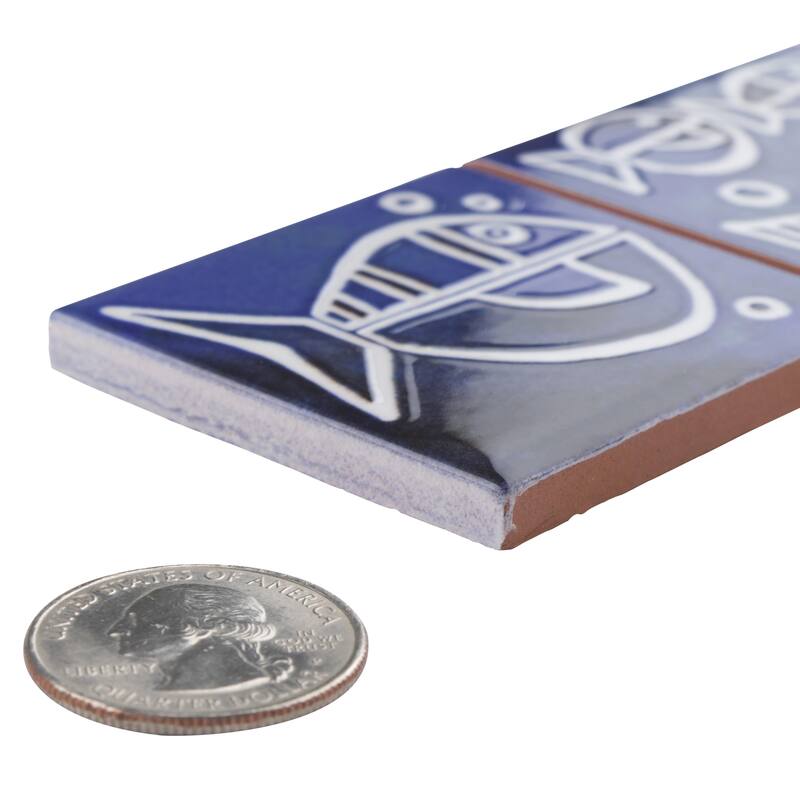 Merola Tile Captain Aquatico Deep Blue 2" x 7-7/8" Ceramic Wall Trim - (1 Tile)