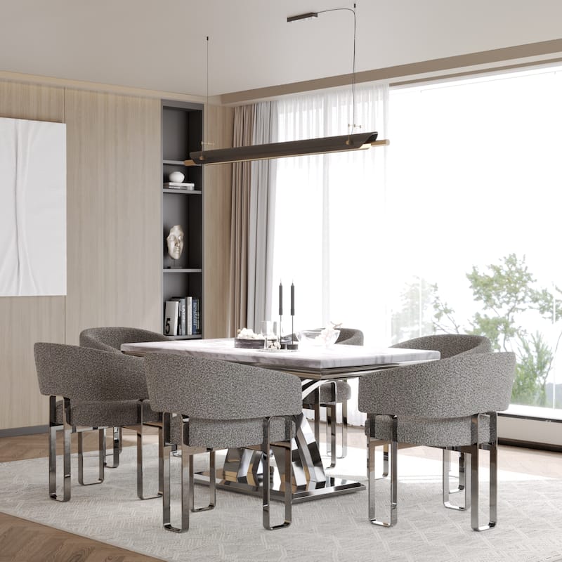 Luxury Dining Room Table Set with Armrest Dining Chairs