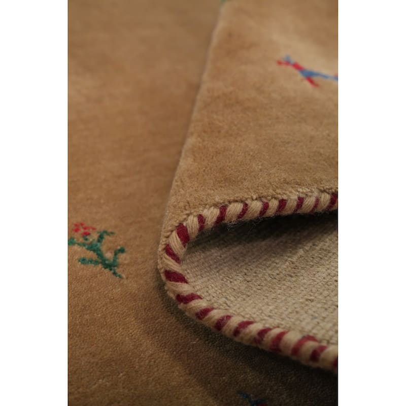 Hand Knotted Oriental 100% Wool Carpet Tribal Animal Pictorial Brown Gabbeh Runner Rug - 8' 1'' X 2' 5''