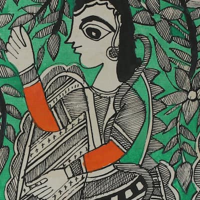 Handmade Wedding Celebrations Madhubani painting (India)