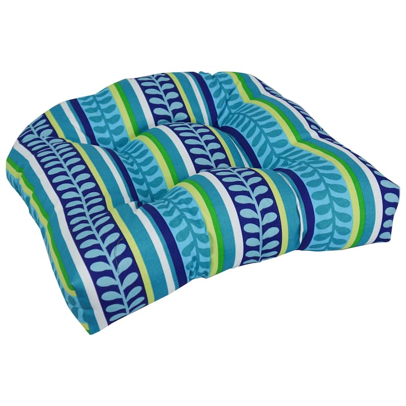 19-inch Rounded Back Indoor/Outdoor Chair Cushion - 19" x 19" - Pike Azure