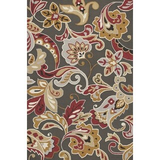 5'X8' Taupe Hand Hooked Uv Treated Floral Indoor Outdoor Area Rug 5'X8' Taupe Hand Hooked Uv Treated Floral Indoor Outdoor Area Rug