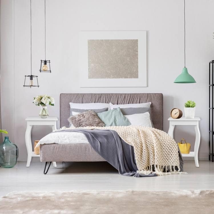 Modern Nightstand End Table Set of 2 with Open Storage
