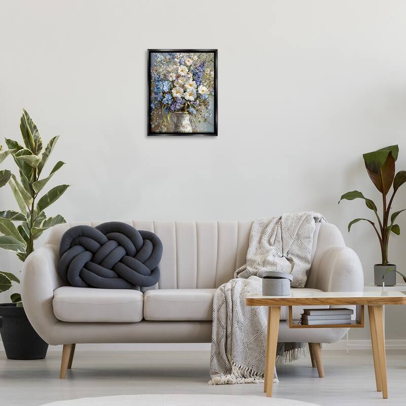 Stupell Flowers in Chinoiserie Vase Framed Floater Canvas Wall Art Design By Franklyn Gregory
