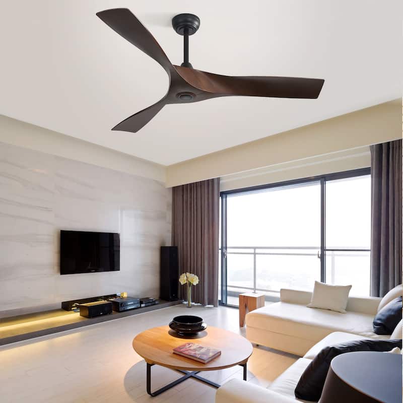 52 Inch Ceiling Fan Without Light, 3 ABS Blades Outdoor Ceiling Fan 6-speed Reversible DC Motor for Living Room, Bedroom