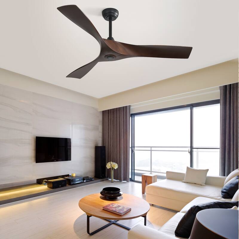 52 Inch Modern Ceiling Fan With 3 ABS Blades Remote Control Reversible DC Motor Without Light For Living Room