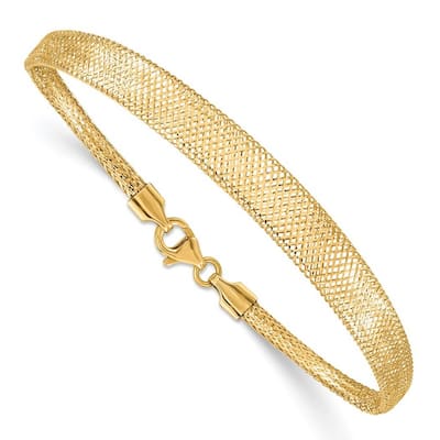 Curata 14k Yellow Gold 6.92mmStretch Mesh Graduated Bracelet 7 Inch