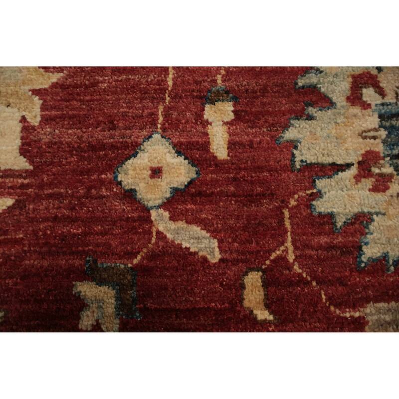 Hand Knotted Oriental 100% Wool Carpet Traditional All-Over Red Ziegler Area Rug - 13' 3'' X 9' 10''