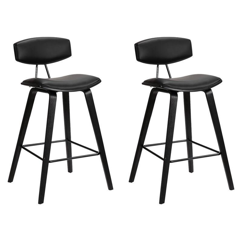 Fox Mid-Century Bar Stool, Upholstered Counter Height Chair with Bentwood Legs