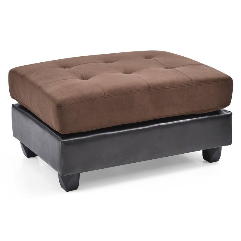 Two Tone Tufted Faux Leather Ottoman - 38" - Brown