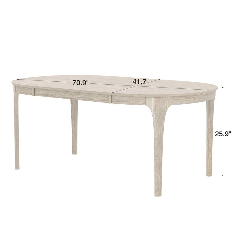 VECELO 67 Inch Modern Solid Wood Dining Table, Oval Dining Table for Kitchen