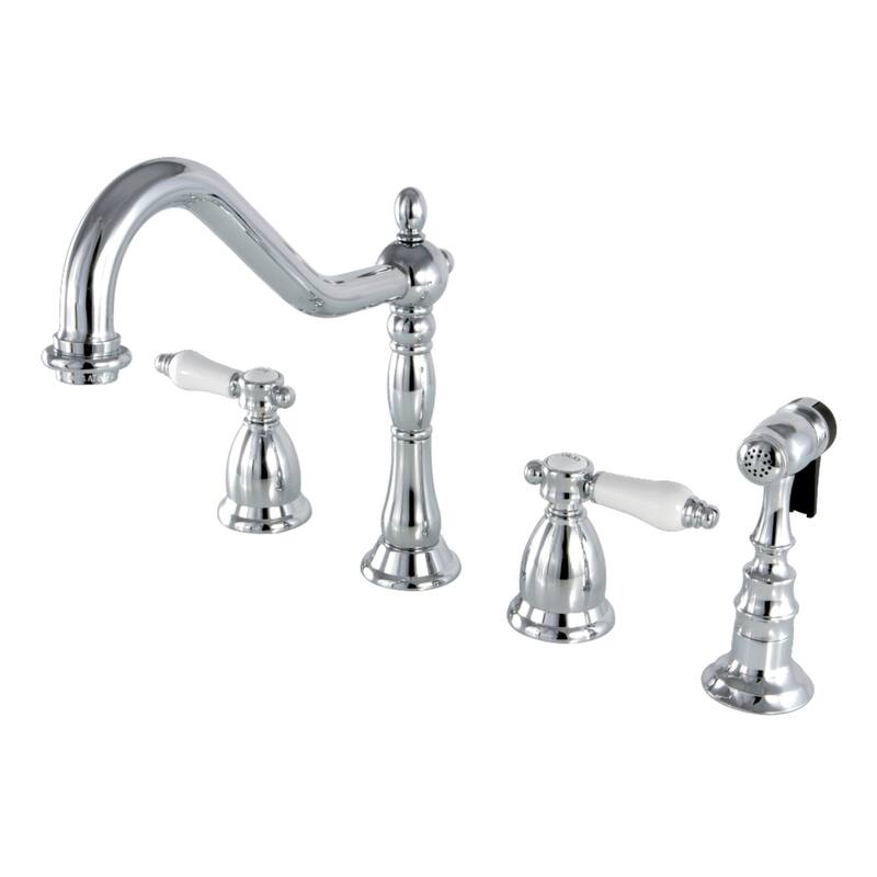Kingston Brass Victorian Porcelain-Handle Kitchen Faucet w/ Side Sprayer