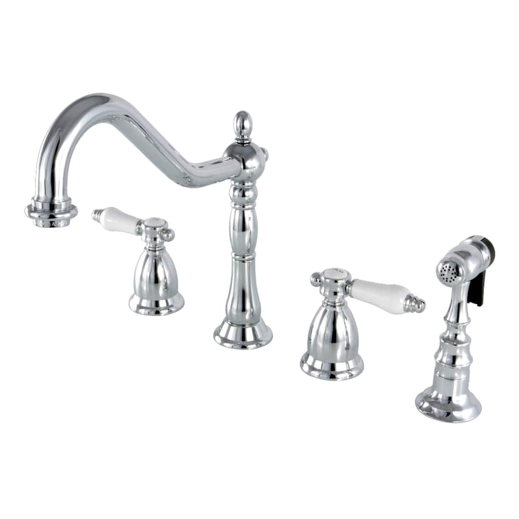 Kingston Brass Victorian Porcelain-Handle Kitchen Faucet w/ Side Sprayer