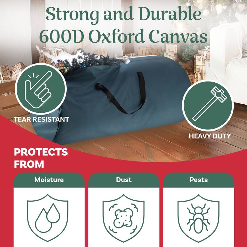 Christmas Tree Storage Bag - Zippered Canvas Sack Fits 12-Foot Artificial Trees by Tiny Tim Totes