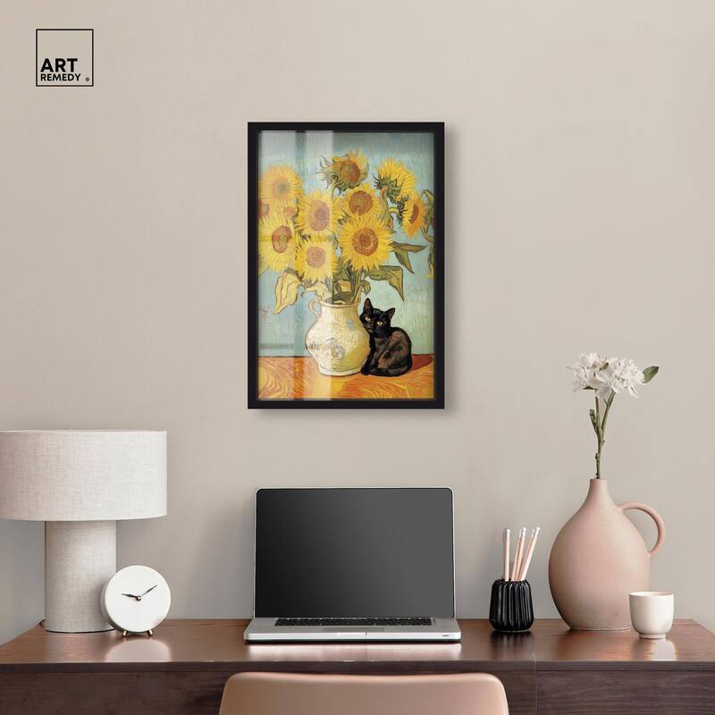 Sunflower Kitten Shadowbox by Art Remedy