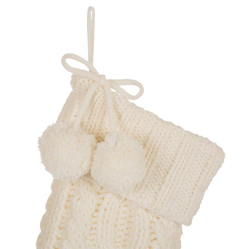 Glitzhome 24"L Knitted Christmas Stocking With Pom Pom Ball