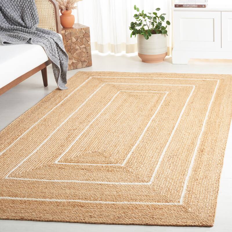 SAFAVIEH Handmade Natural Fiber Gebbine Farmhouse Border Jute Rug - 5' x 8' - Natural/Ivory