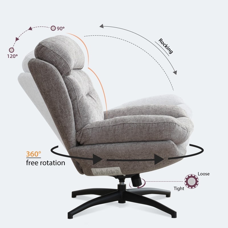 Swivel Accent Chair with Ottoman Rocker Chairs Ottoman Set Rocking Glider Lounge Reading Chair Footrest for Living Room Green