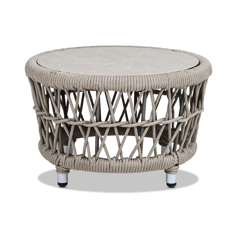 Everly 21.5" Outdoor Patio Round Coffee Table, Tempered Glass Table Top - 21.5"W X 21.5"D X 13.5"H