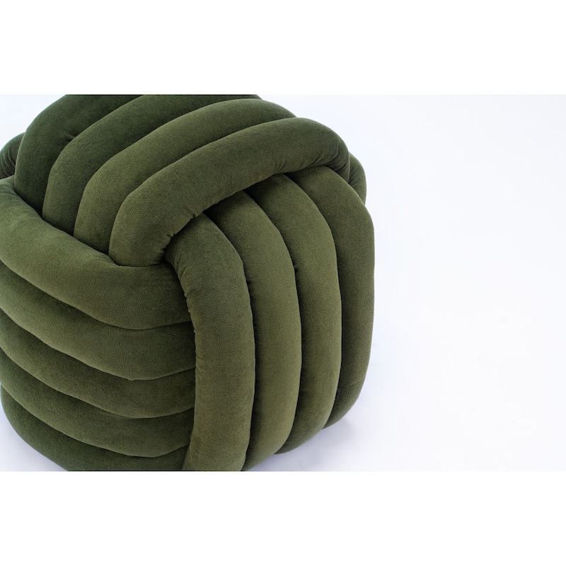 Chenille Fabric Ottoman Vanity Stool, Knot Design Ottoman Footstool, Multi-Functional Upholstered Makeup Stool