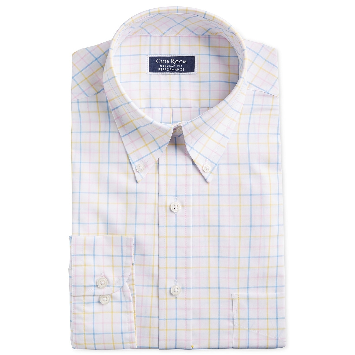 blue and white checkered men's dress shirt