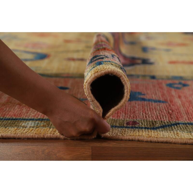 Hand Knotted Oriental 100% Wool Carpet Transitional All-Over Yellow & Gold Oushak Area Rug - 12' 11'' X 8' 11''