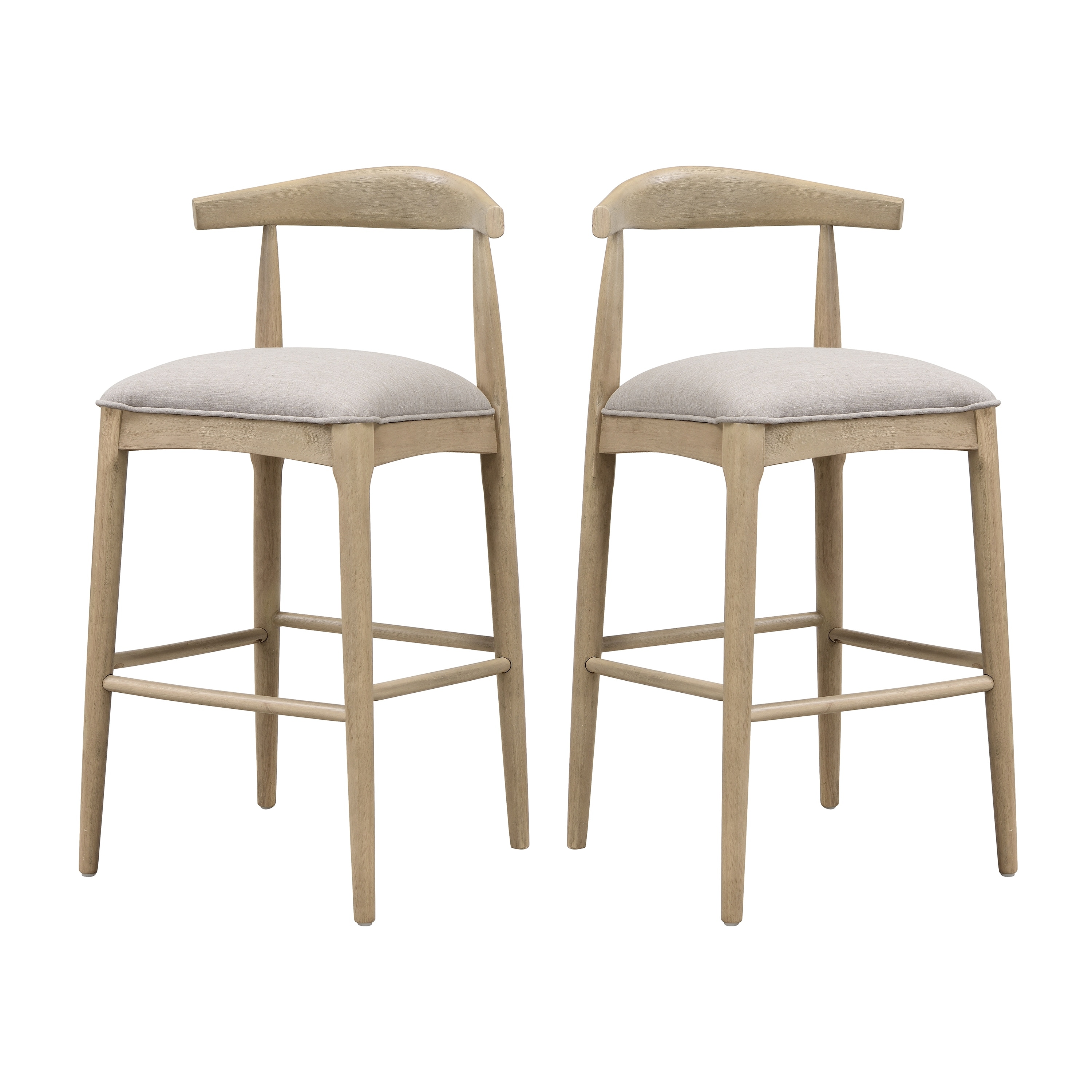 Fabric Bar Stools Set of 2 with Upholstered Seats and Footrest