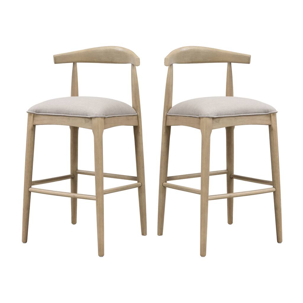 Roomfitters Bar Stool Set of 2, Upholstered Counter Height Stool, Modern Wood Frame Seating