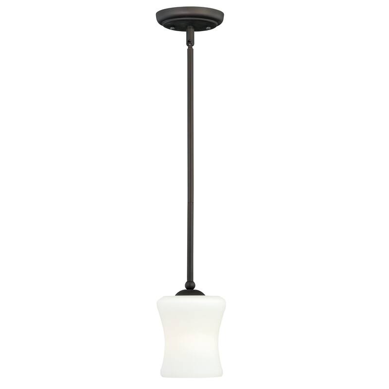 Poirot Bronze Mini Pendant Ceiling Light White Glass - 5-in W x 9.75-in H x 5-in D - New Bronze - 5-in W x 9.75-in H x 5-in D
