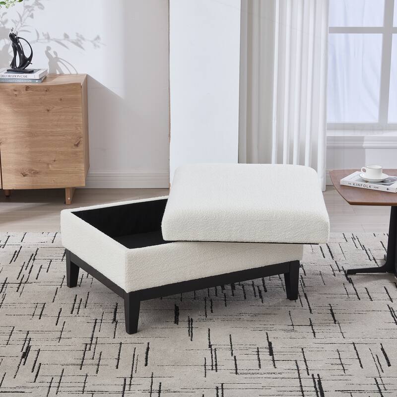 33.86"W Upholstered Storage Ottoman With Reversible Lid Coffee Table