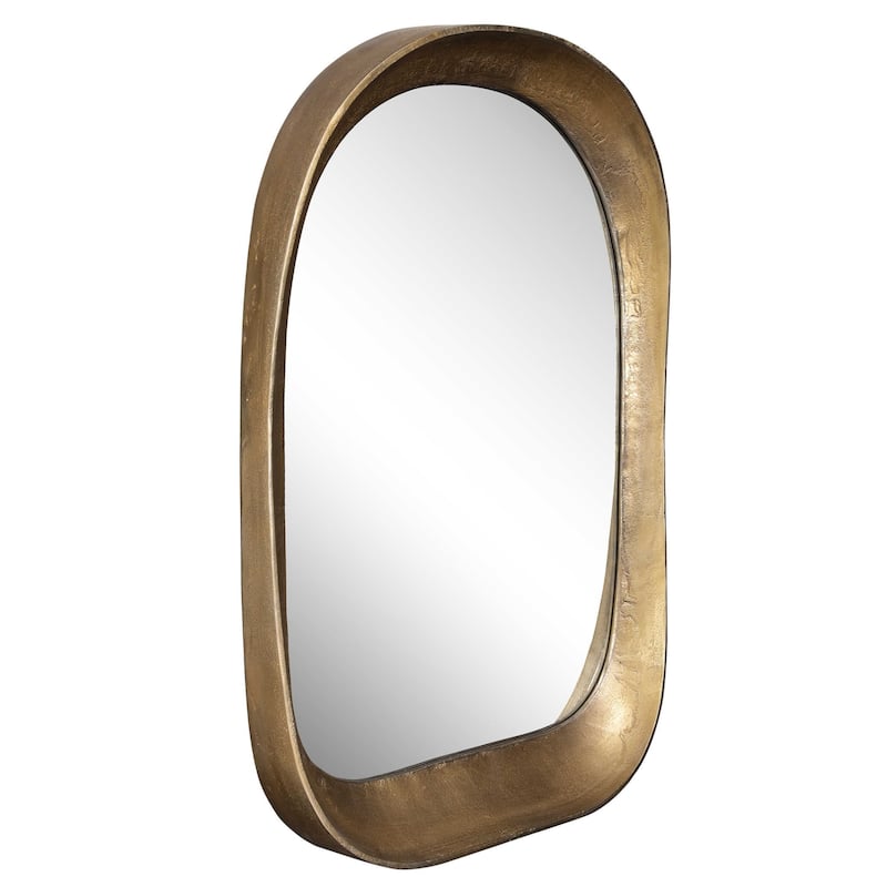 Handcrafted Bradano Arch Wall Mirror - 36" - Brass Tone