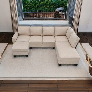 L-shaped Sectional Sofa with Chaise and Convertible Ottoman - Bed Bath ...