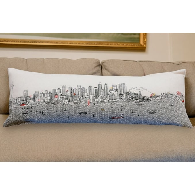 HomeRoots 46" White Seattle Daylight Skyline Lumbar Decorative Pillow