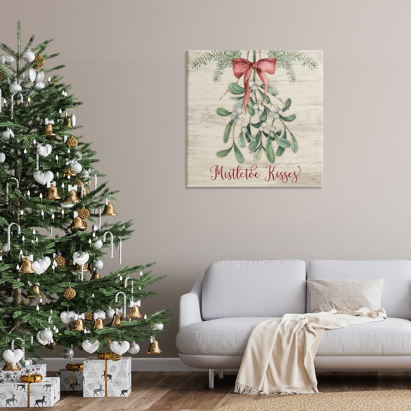 Stupell Rustic Mistletoe Kisses Canvas Wall Art Design By Mollie B.