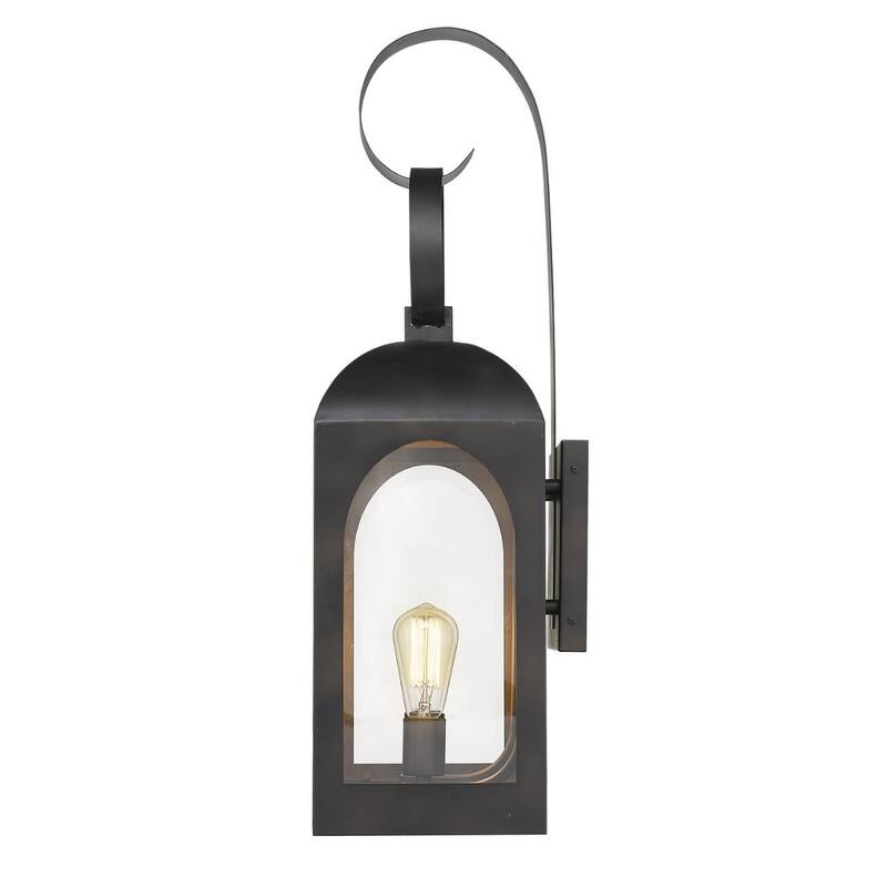 2-Light Oil-Rubbed Bronze Lantern Outdoor Flush Mount Wall Light with Clear Glass Shade and A19 Bulb Sockets