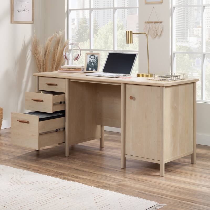 Walnut and White Writing Desk with USB Port