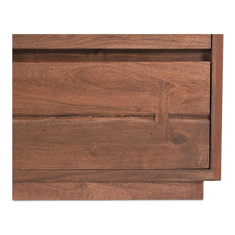 NADAAL STUDIOS Sterling Dresser, Six Drawer Solid Acacia with Live Edge and Butterfly Joinery, Brown