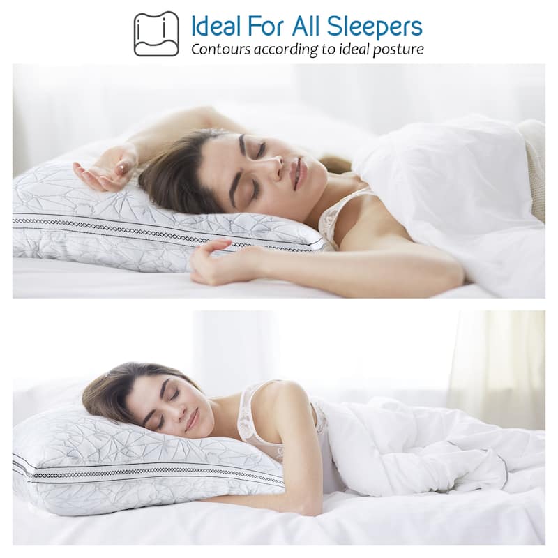 Nestl Gel-Infused Shredded Memory Foam Pillow - CertiPUR US Approved Cooling Pillow Cover
