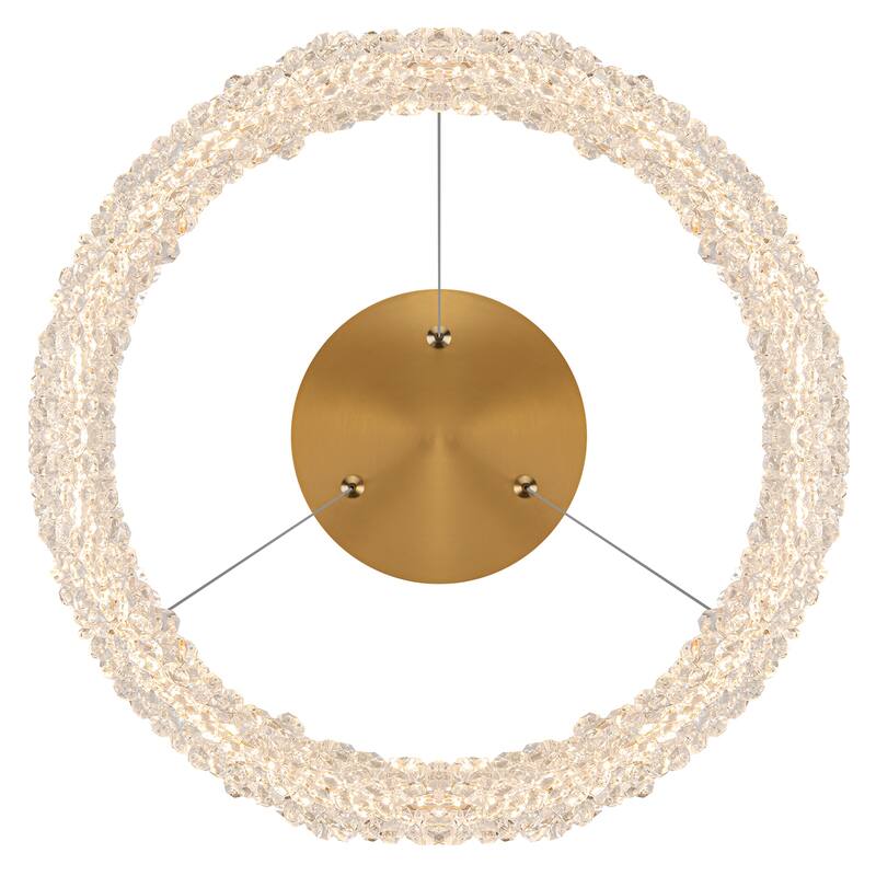 Modern Gold Crystal LED Chandelier, Dimmable Ring Light