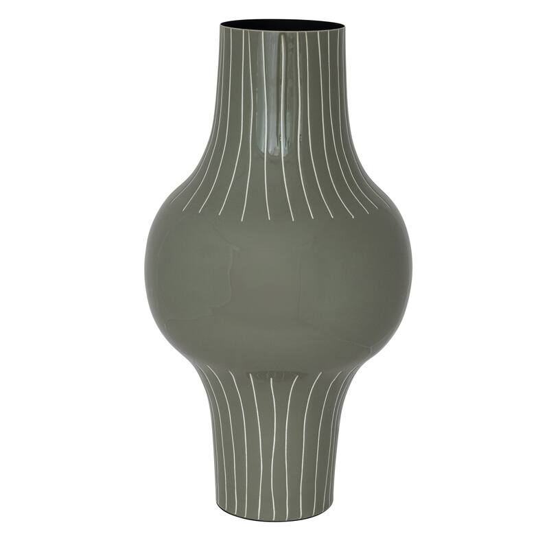 Enameled Metal Indoor/Outdoor Vase - Green