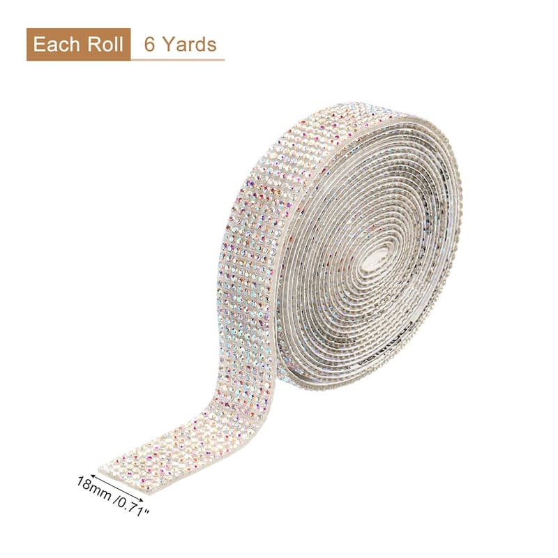 Self Adhesive Rhinestone Strips, Crystal Rhinestone Ribbon - AB - 3 yards x 0.71 inch