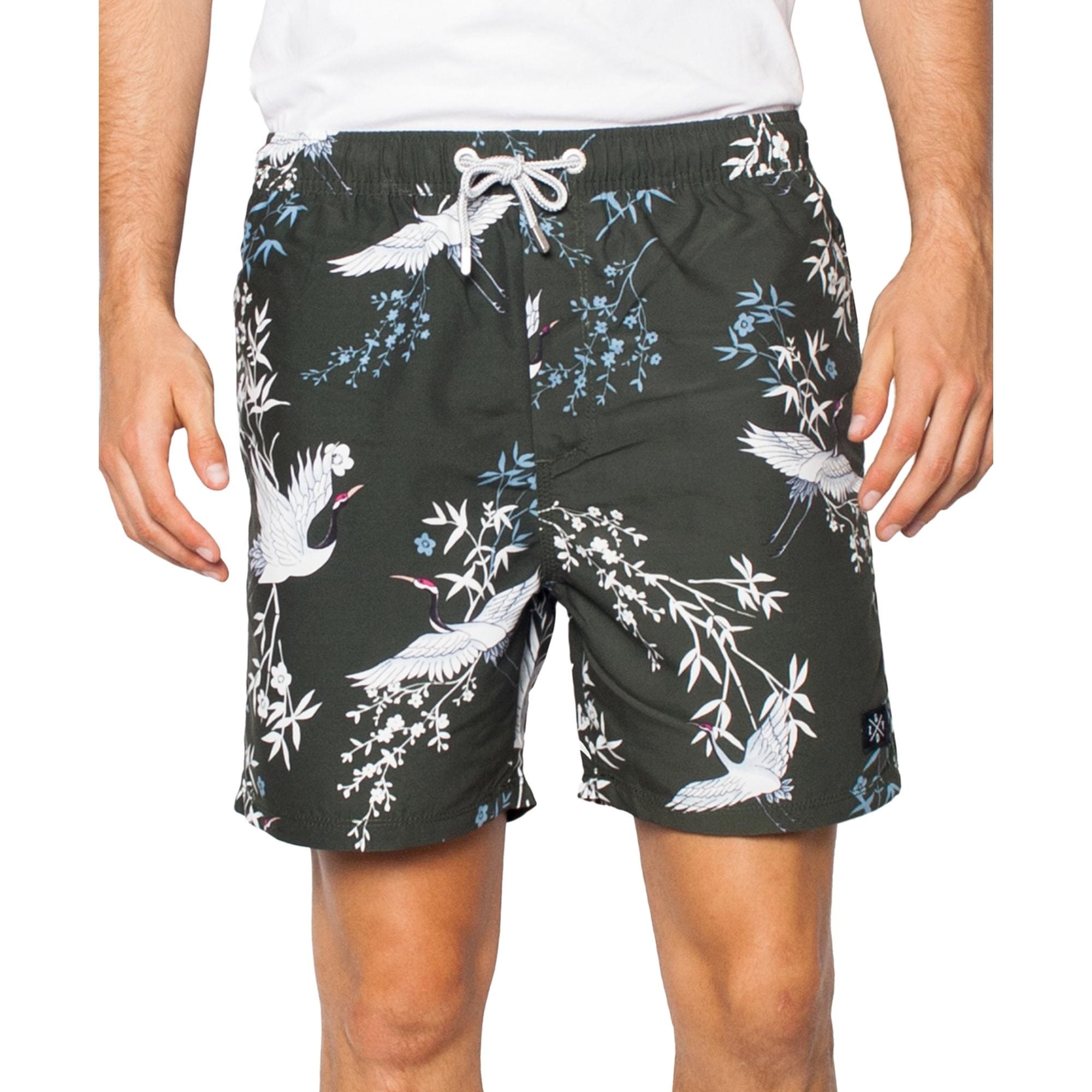 denim print swim trunks