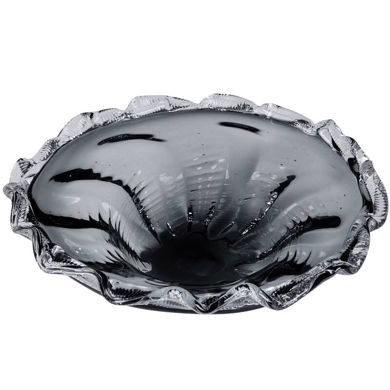 Cascade Petal Platter Scalloped Edge Glass Decorative Bowl for Home