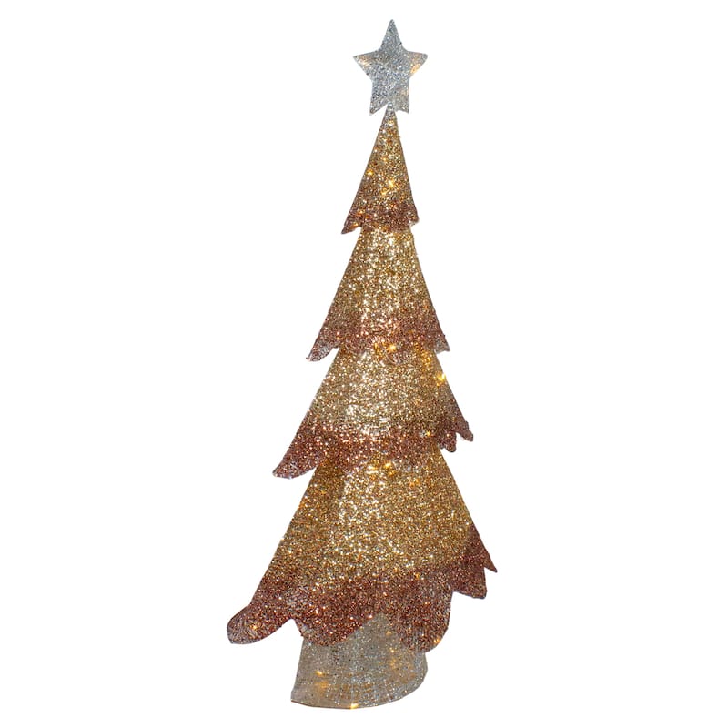 46-Inch LED Lighted Bronze Gold Mesh Christmas Tree Outdoor Decoration - 46"