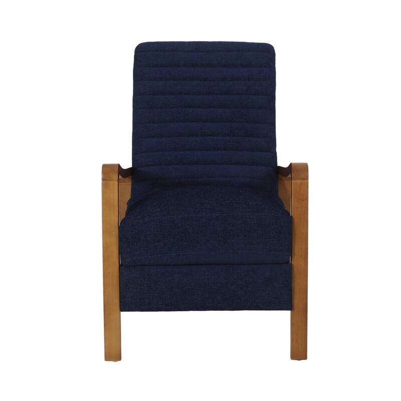 Small Wood Frame Recliner Club Chair with Retractable Footrest Living Room Lounge Armchair Upholstered Reading Chair for Bedroom