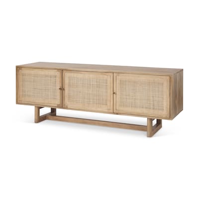 Grier Light Brown Solid Wood With Cane Accents Media Console