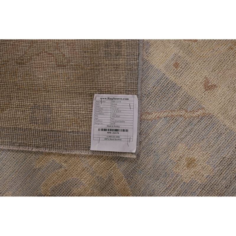 Vegetable Dye Oushak Turkish Rug Hand-Knotted Wool Carpet - 8'9" x 11'8"
