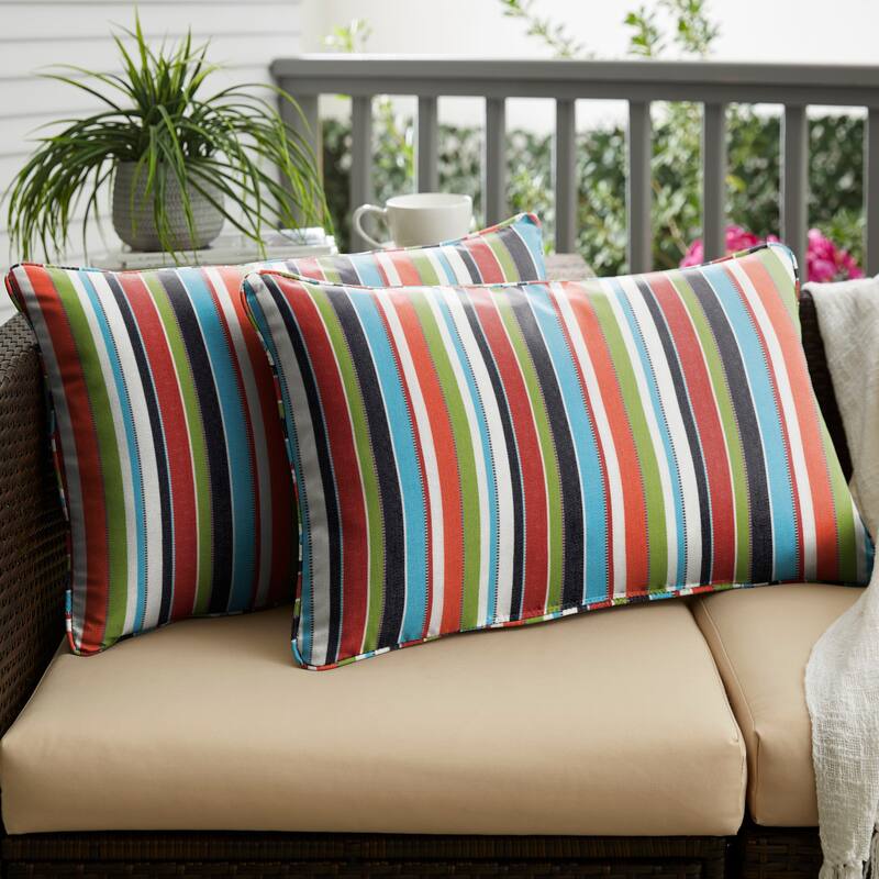 Sorra Home Sunbrella Carousel Confetti Corded Indoor/ Outdoor Pillows (Set of 2) - 14 in x 24 in